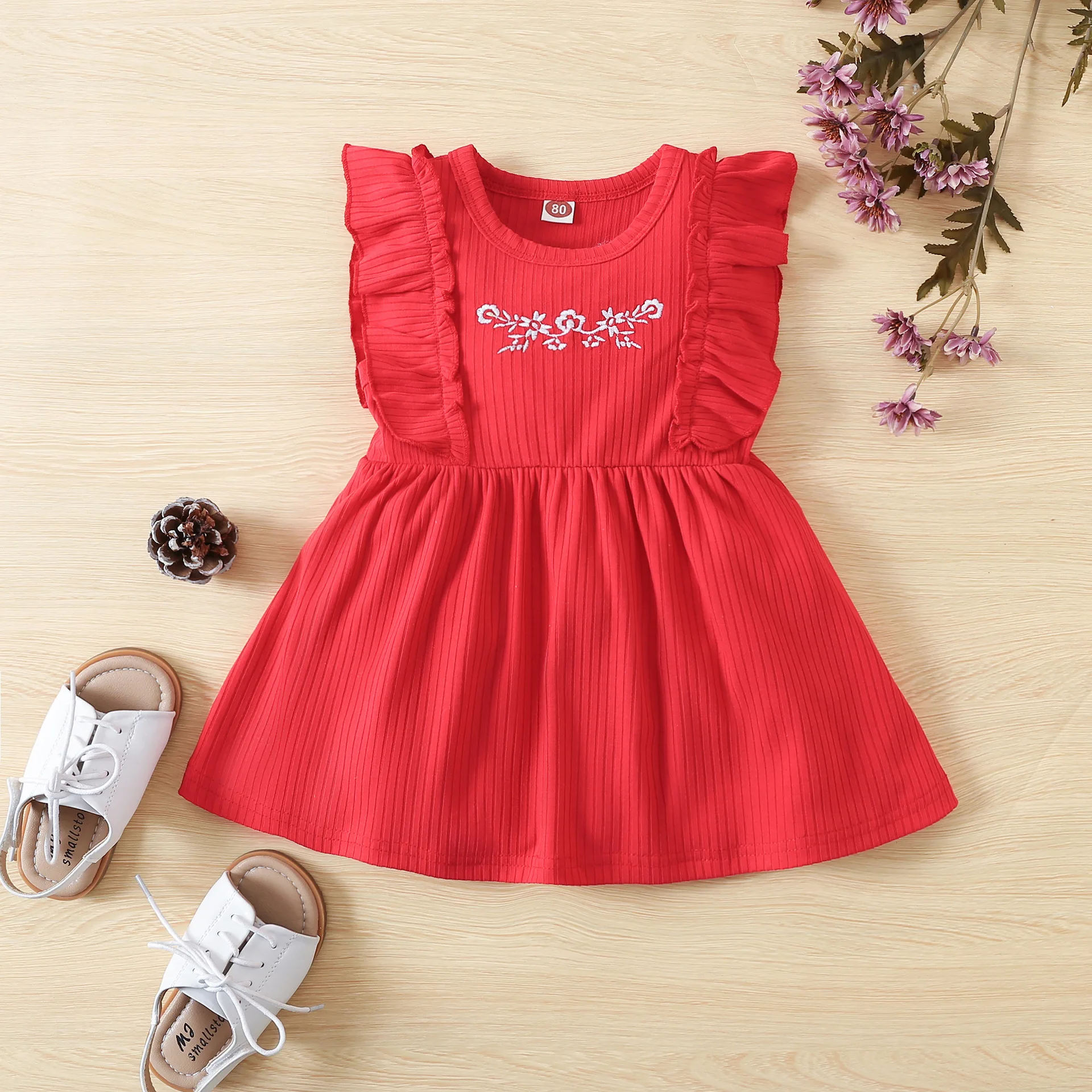 

Детское летнее платье без рукавов, с цветочным принтом