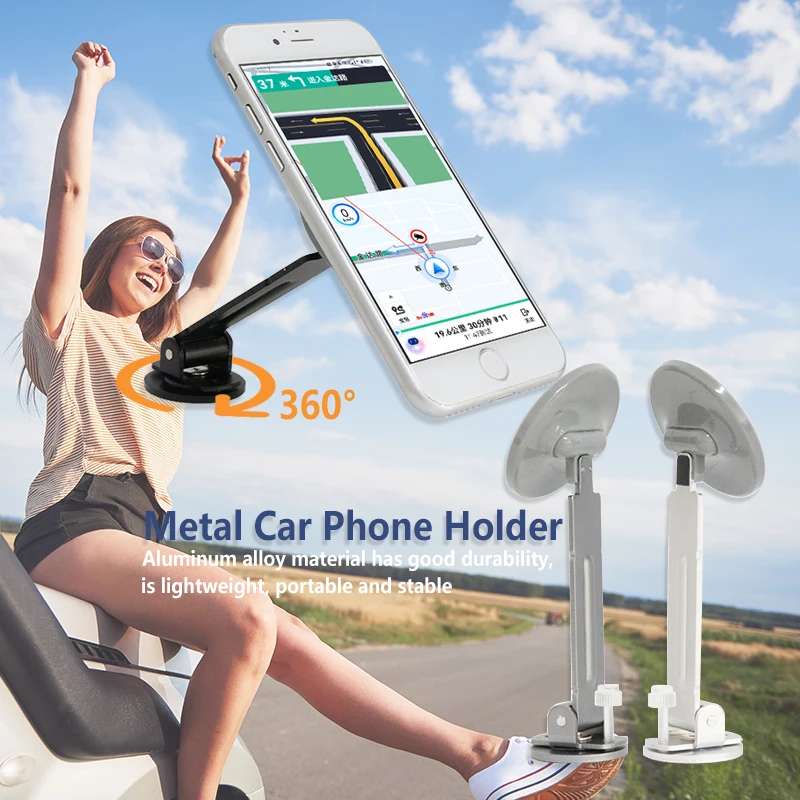 

360° Rotation Magnetic Car Phone Holder Aluminum Alloy Adjustable Car-mount Phone Stand Dashboard Navigation Phone Holder