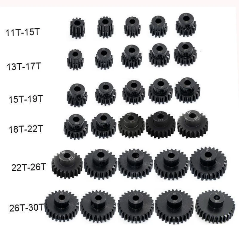 M1 5 мм черный стальной металлический Шестеренчатый двигатель 11T 12T 13T 14T 15T 16T 17T 18T 19T 20T 21T 22T для радиоуправляемой модели автомобиля 1/8
