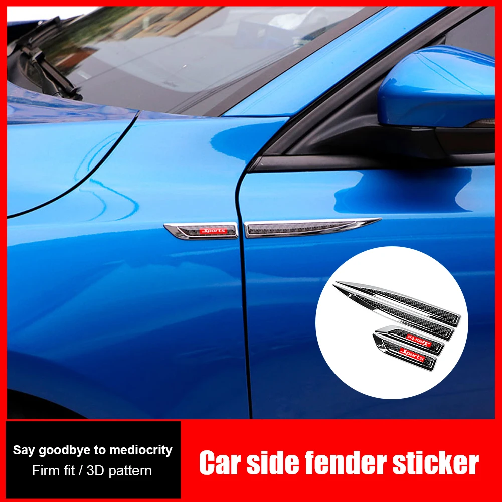 

1Pair Side Fender 3D Sticker Chrome Bezel Carbon Fiber Emblem Badge Decal Sticker Side Vent Car Decoration Exterior Accessories