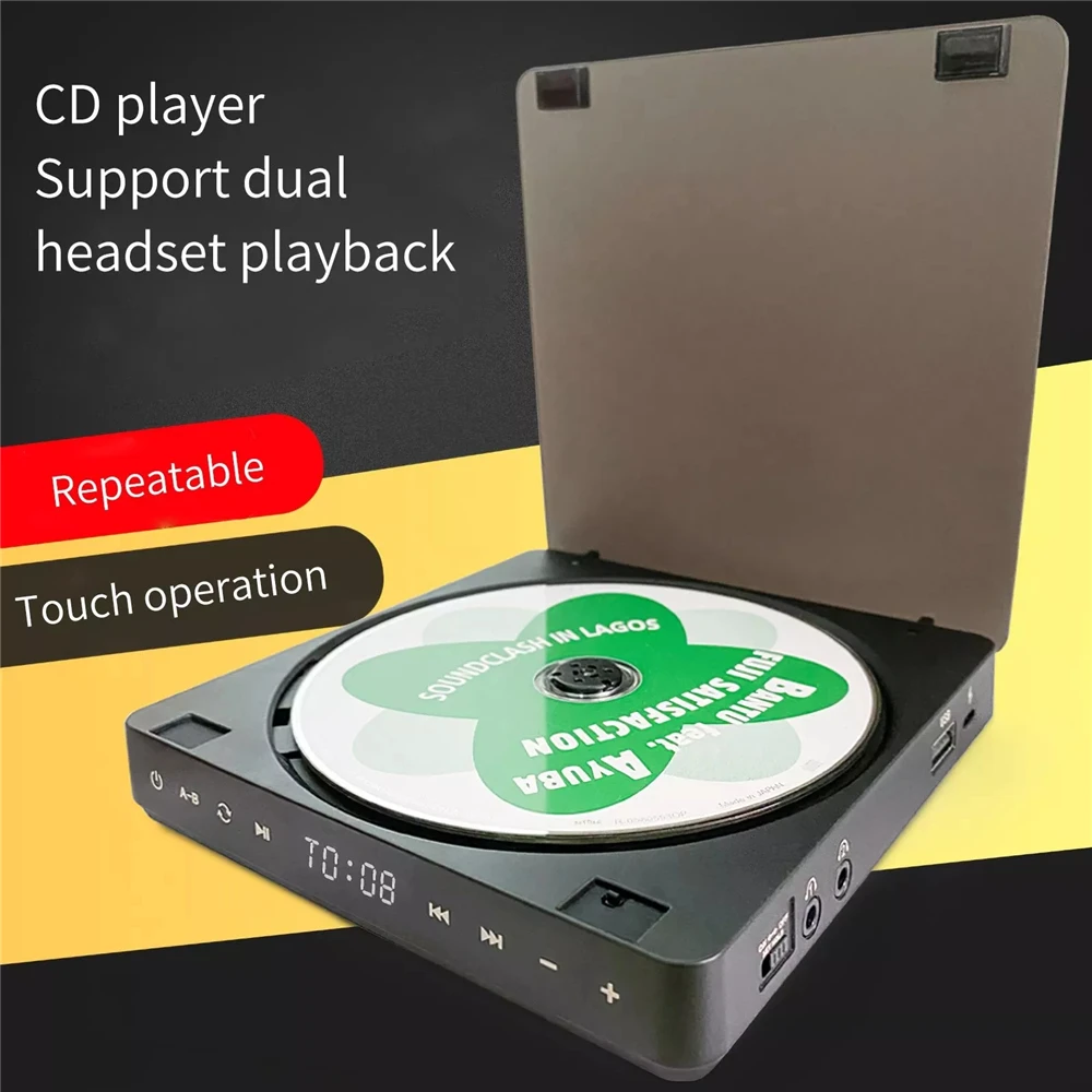 Leitor de cd Usb de Alta Portátil Universal Fidelidade Walkman Disco Aprendizagem Retro cd Álbum Jogador Controle Toque Suporte – Mp3 Wma 3.5mm