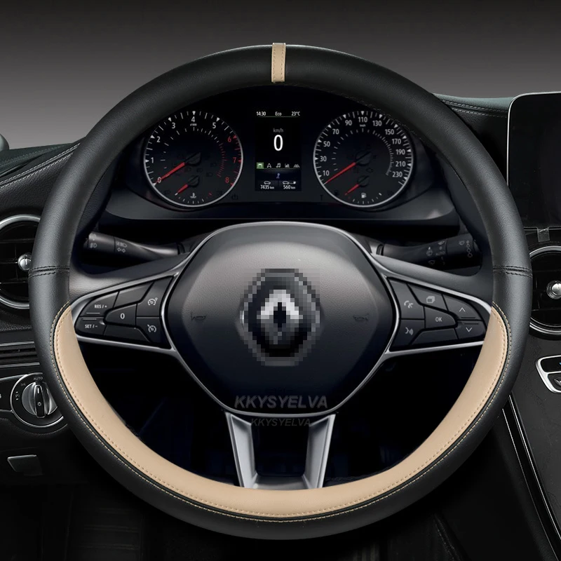 Чехол на руль автомобиля для Renault Kangoo, Renault Logan, 1, 2, 3, Dacia Logan, из микрофибры и кожи, модные автомобильные аксессуары