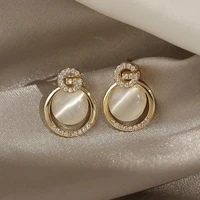 2022 trend opal dangle earrings for women fashion charm woman earring rhinestones stud unusual stones jewelry korean accessories