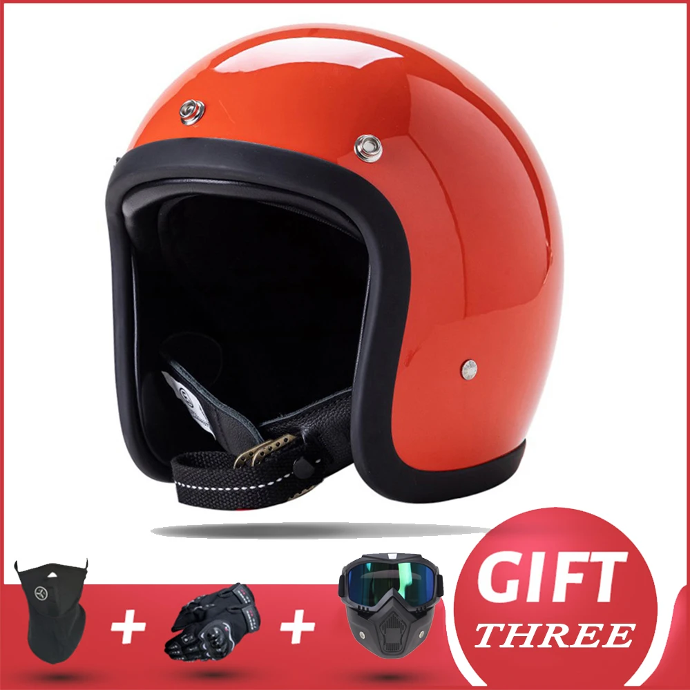 

Genuine Vintage Motorcycle Helmet TT&COCASCOS FiberGlass Open Face Retro Scooter Riding 3/4 Jet Casco DOT Approved Moto Capacete