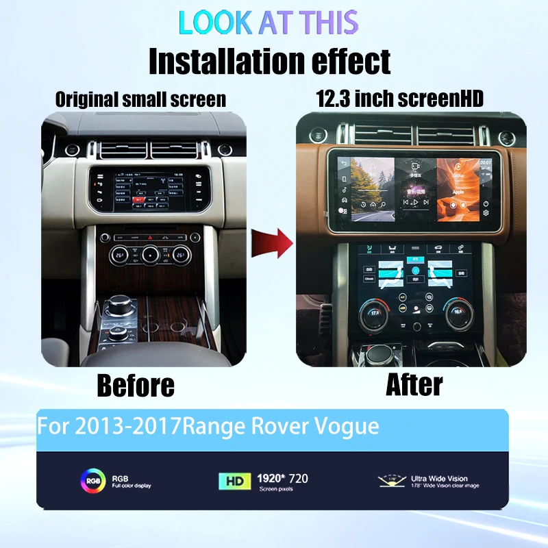 Фото 12,3-дюймовый Android 14 для Range Rover Vogue L405 2013-2017 годов выпуска, Carplay Auto, сохраняет оригинальное меню функций, система Bosch Harman №2