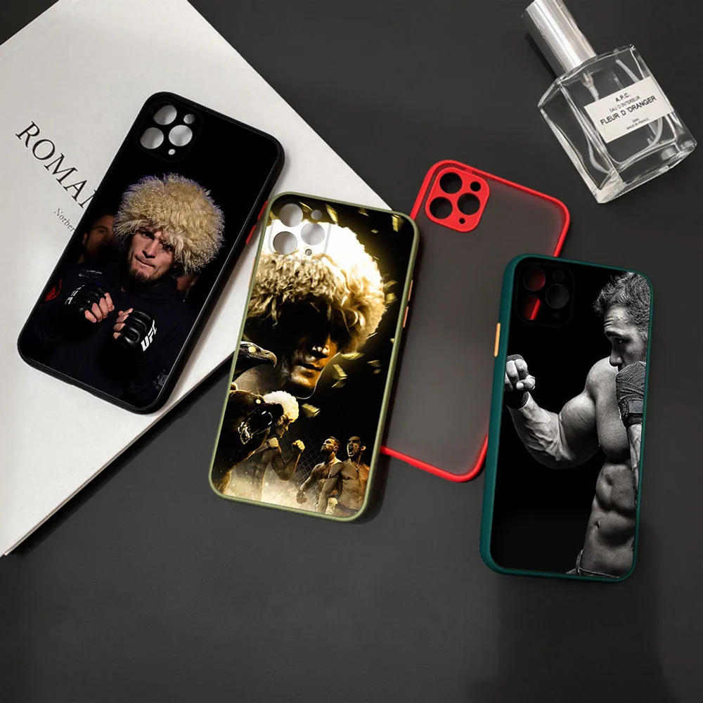 Полупрозрачный чехол для телефона Skin Feel iPhone 16 ProMax 15 14 13 12 11 7 8 Plus SE Mini XR KHabib Nurmagomedov