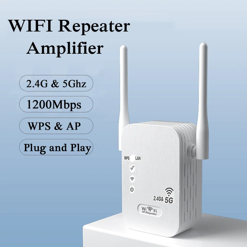 

KuWFi 5G Wireless WiFi Repeater Amplifier 1200Mbps Wi-Fi range Extender 300Mbps Long Range Wifi Signal Booster 2.4G Wifi Repiter