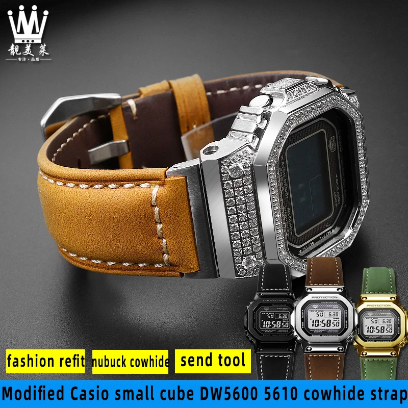 

Модифицированный мужской кожаный ремешок для часов Casio Small Square DW5600/5610 GM5600 GM2100 Series