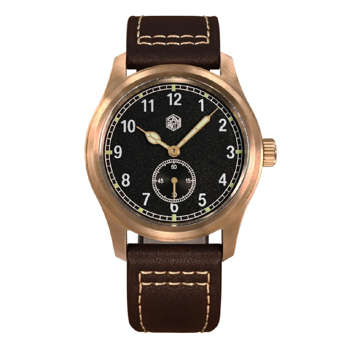 

San Martin Men Pilot Watch Bronze 37MM Vintage Quartz Wristwatch Sport Sapphire 100m Waterproof Luminous RONDA 6004 Military