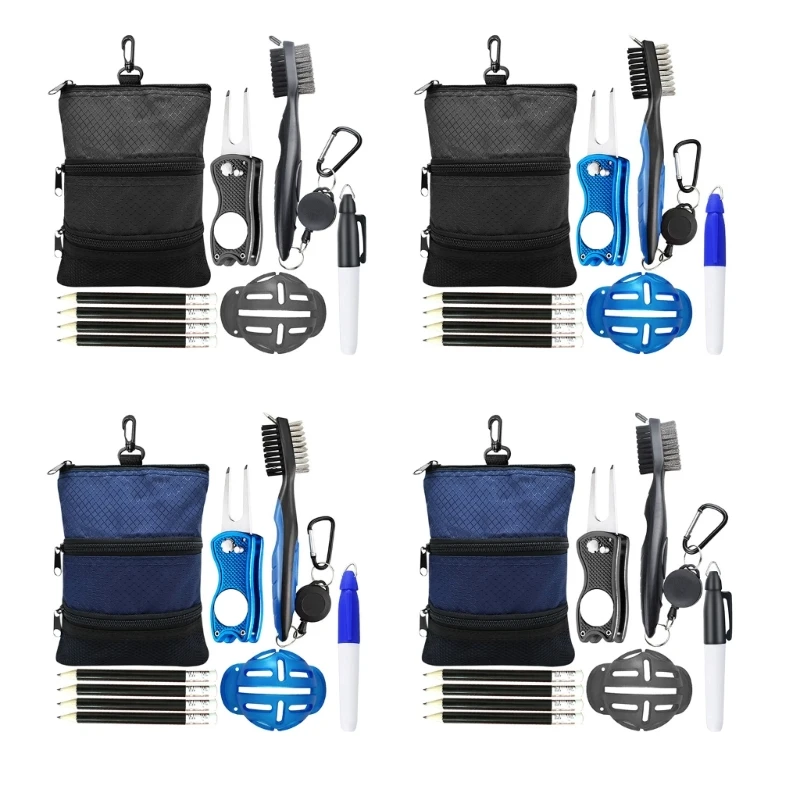 

Golf Balls Holder Golf Tees Bag with Plastic Clip 3-Layer Zipper Golf Bags