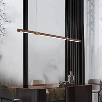 modern nordic simple lamps walnut strip solid wood led chandelier living room decoration office restaurant kitchen pendant light
