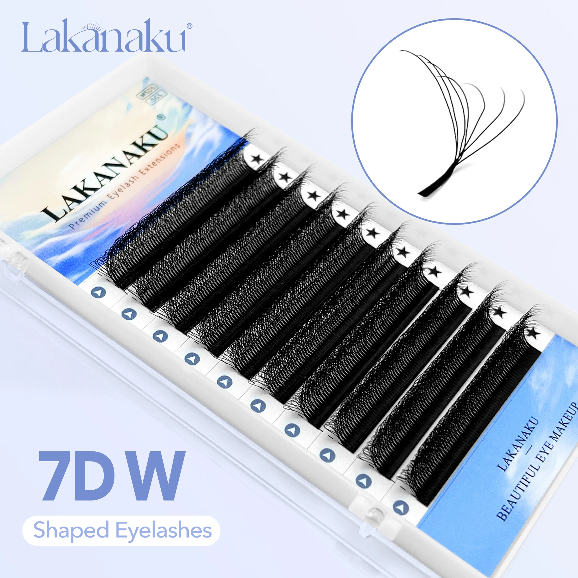 LAKANAKU 7D Lashes W Цветущая форма Наращивание ресниц Bloom Premade Volume Fans Индивидуальные