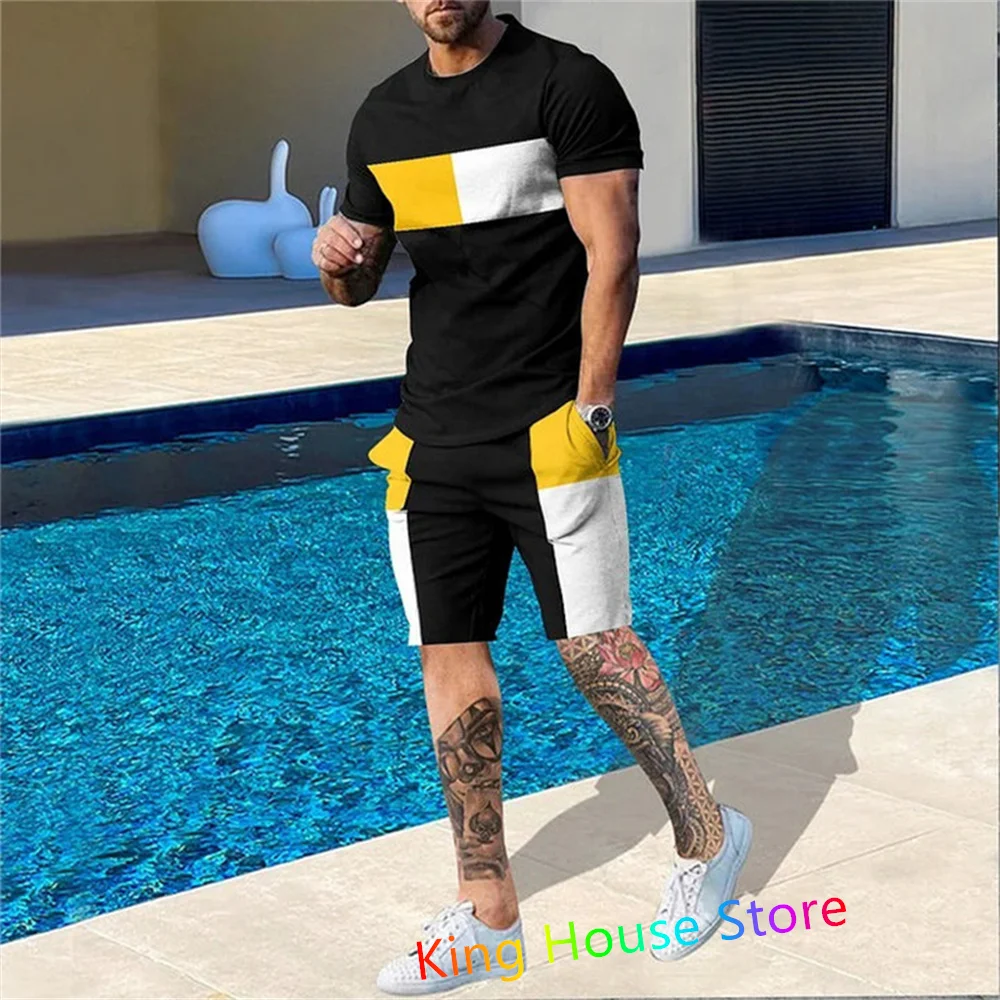 2 Piece Outfits Of Sportswear Short Sleeve Streetwear Fashion Oversized T-Shirt Shorts Set Summer Set For Men Offers Tracksuit 2