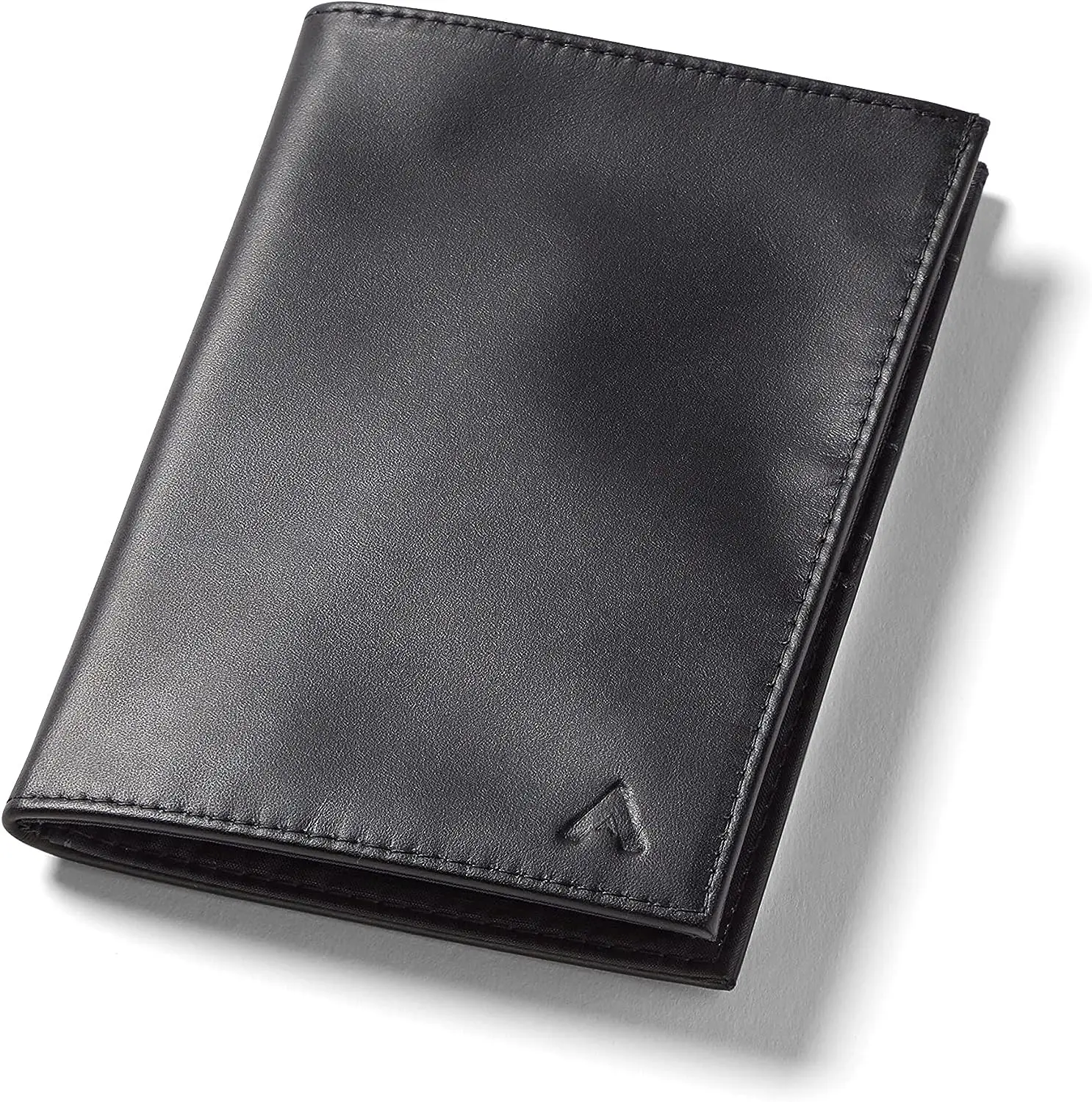 

Бумажник для паспорта, черный | Кожа, тонкий двойного сложения, минималистичный, передний карман, блокировка RFID | Вмещает 2-10 карт и паспорт | Для