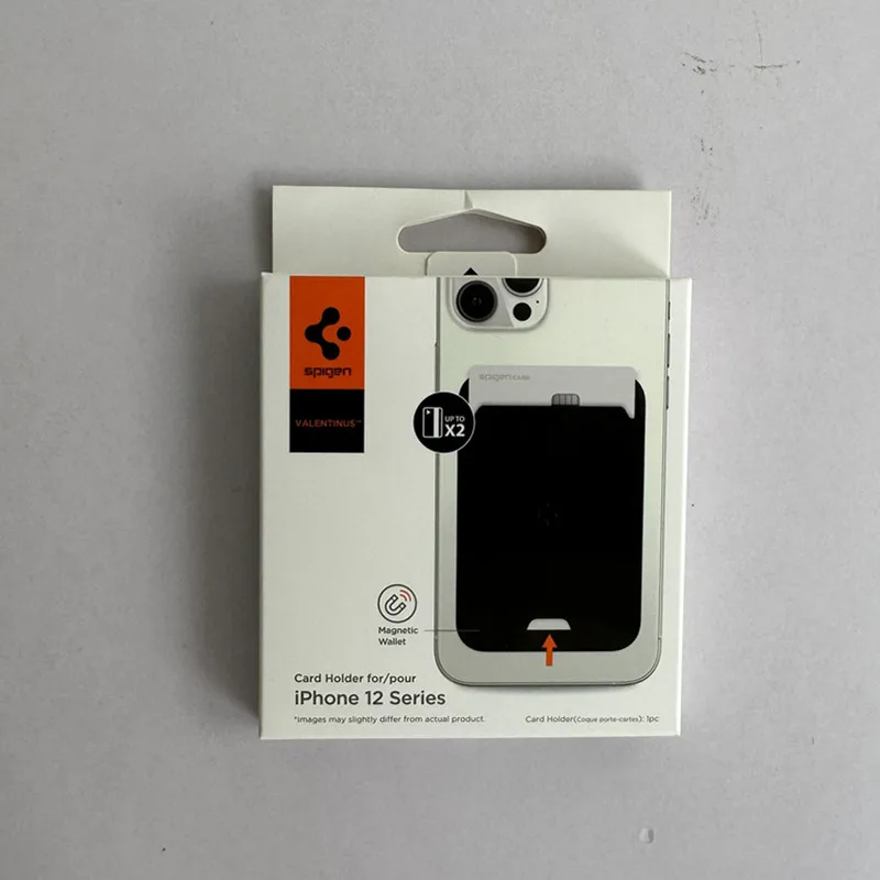 

Original Spigen [ Valentinus ] Black PU Leather For iPhone 12 Mini 13 14 Pro Max 14 Plus For Apple MagSafe Card Holder