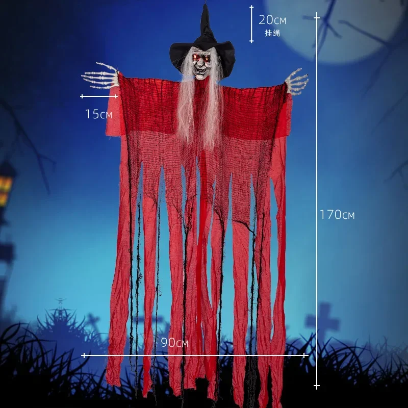 Хэллоуин Висит Призрак Украшение Красная Ведьма Звуковая Активация Страшная