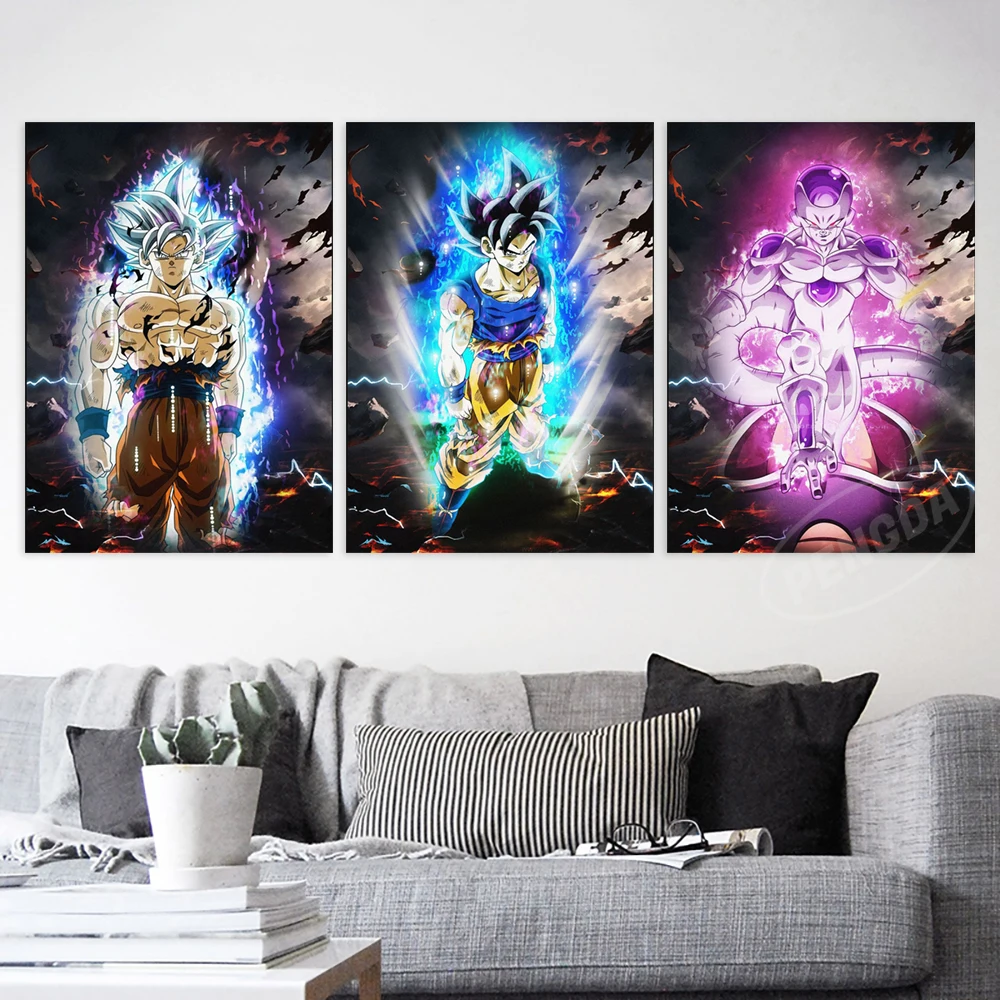 Home Decoration Anime HD Print Dragon Ball Paintings Goku Picture Wall Art Frieza Canvas Super Saiyan Poster Bedside Background