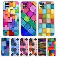 3d colorful block art clear phone case for samsung galaxy a51 a71 a21s a12 a11 a31 a41 a52s a32 a01 a03s a13 a22 5g soft cover