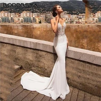 sexy strapless wedding dress 2022 lace appliques open back court train vestido de novia mermaid bridal gowns for women