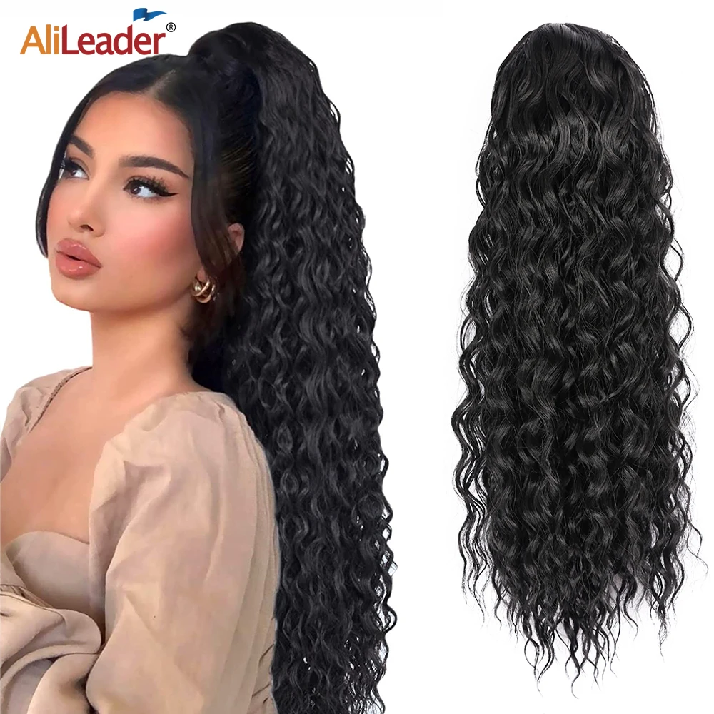 

Long Synthetic Ponytail 16"22Inch Kinky Deep Wavy Ponytail For Black Women Afro Curly Ponytail Extensions Drawstring Ponytail
