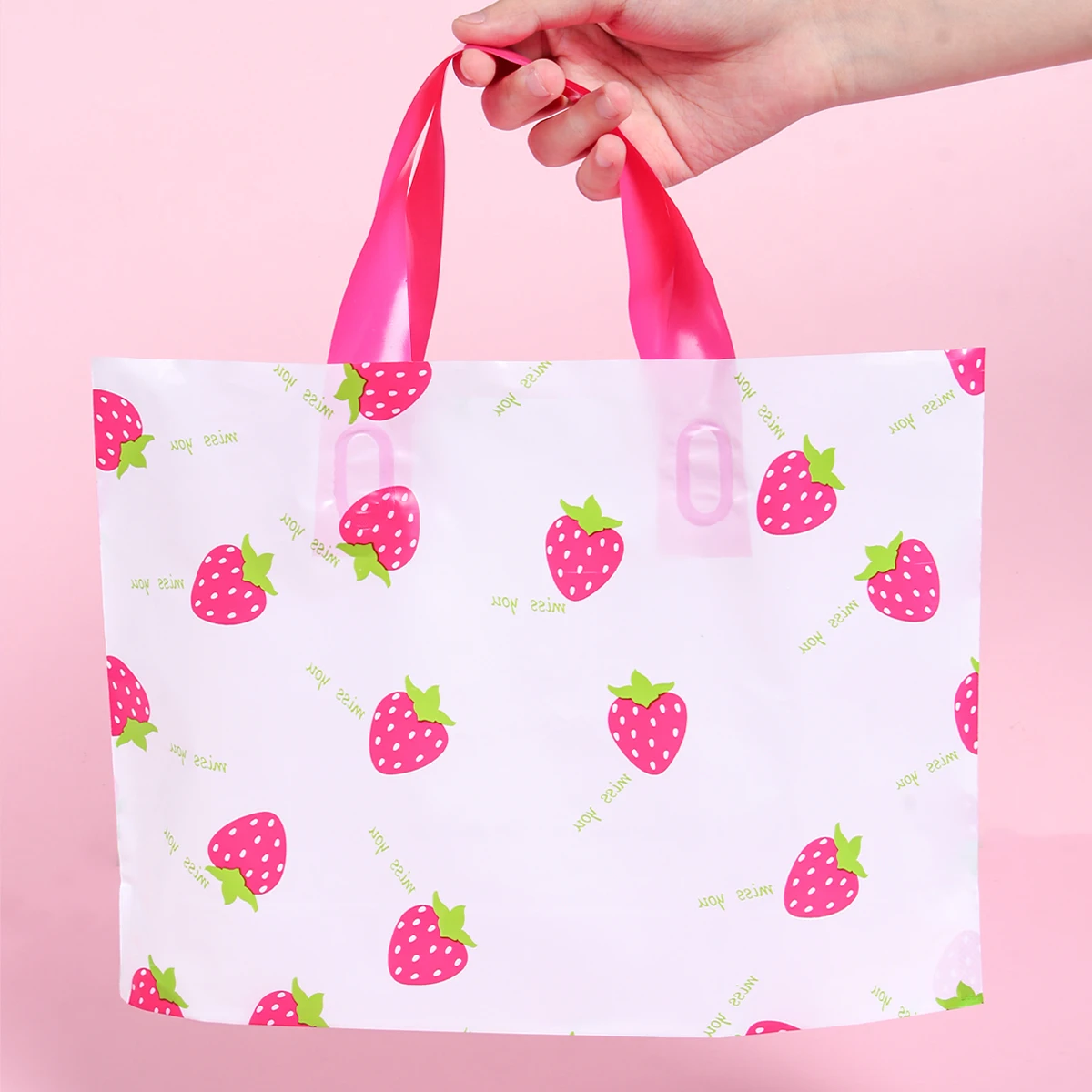 Пластиковая сумка с клубничной тематикой прозрачные сумки для хранения покупок