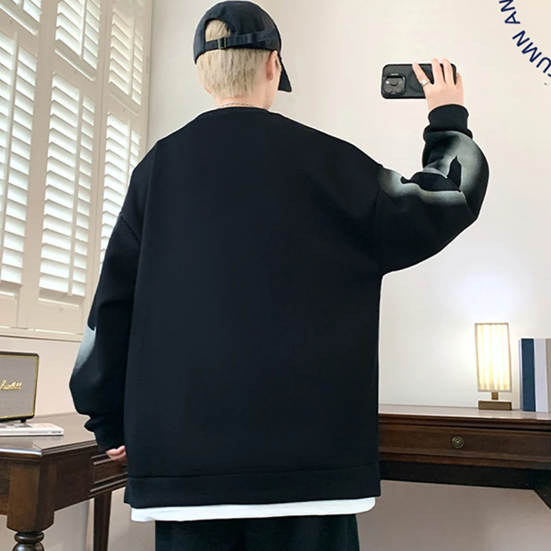 Модные мужские повседневные толстовки весна-осень 2024 для молодежи свободные