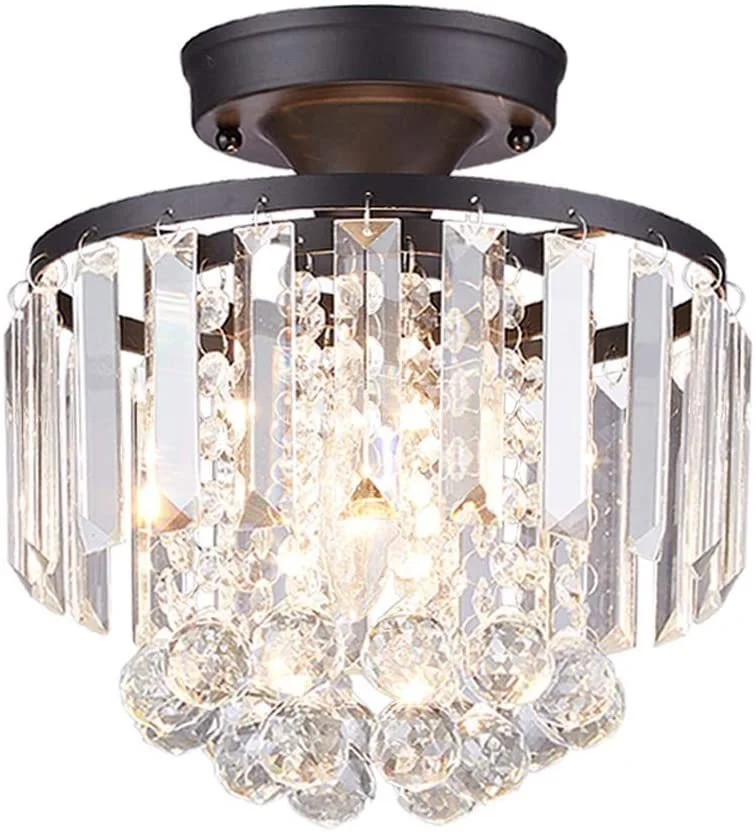 

American ceiling crystal lamp Nordic chandelier crystal modern iron atmosphere bedroom living room porch corridor lamp