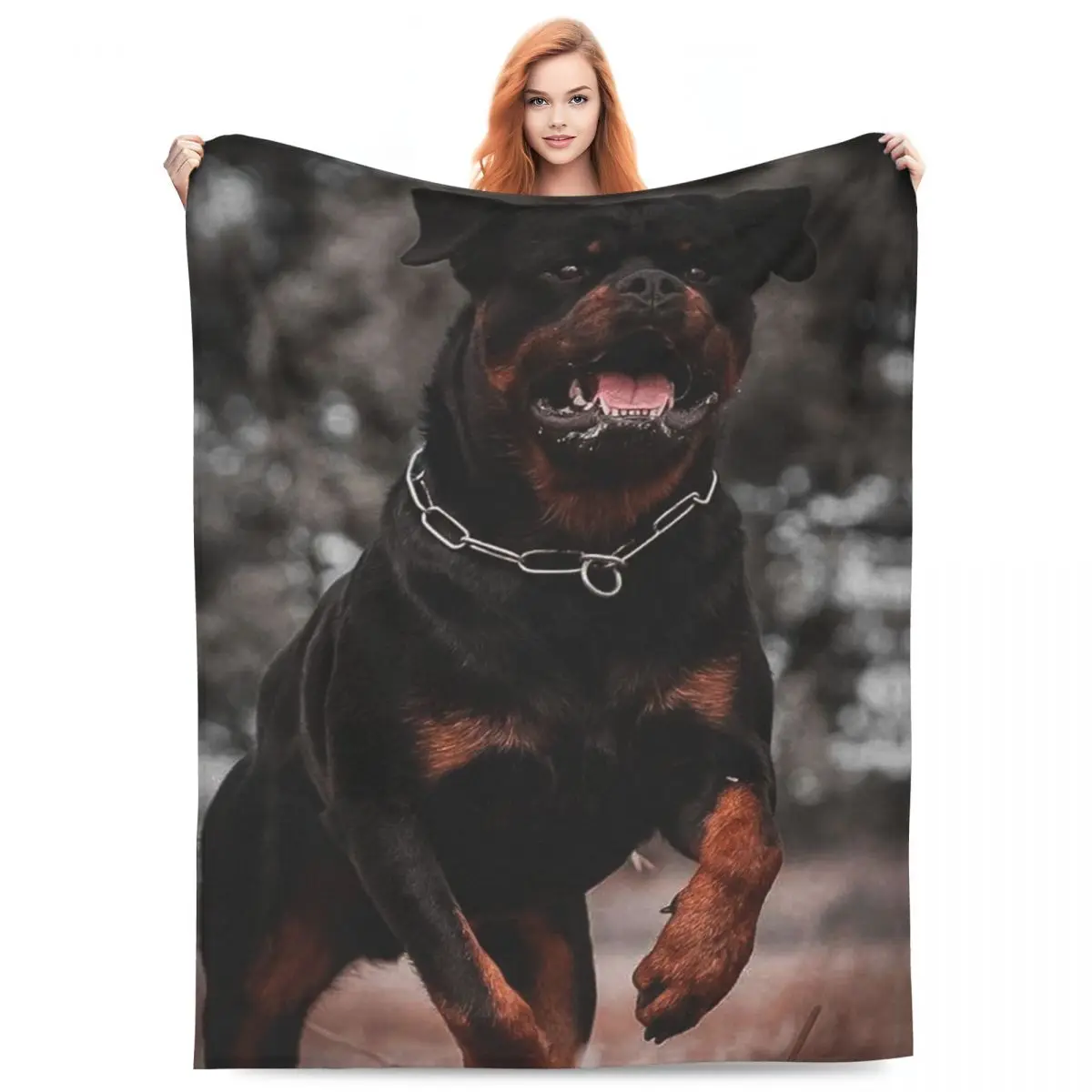 Фланелевое одеяло для бега собаки ротвейлера теплое мягкое постельное белье