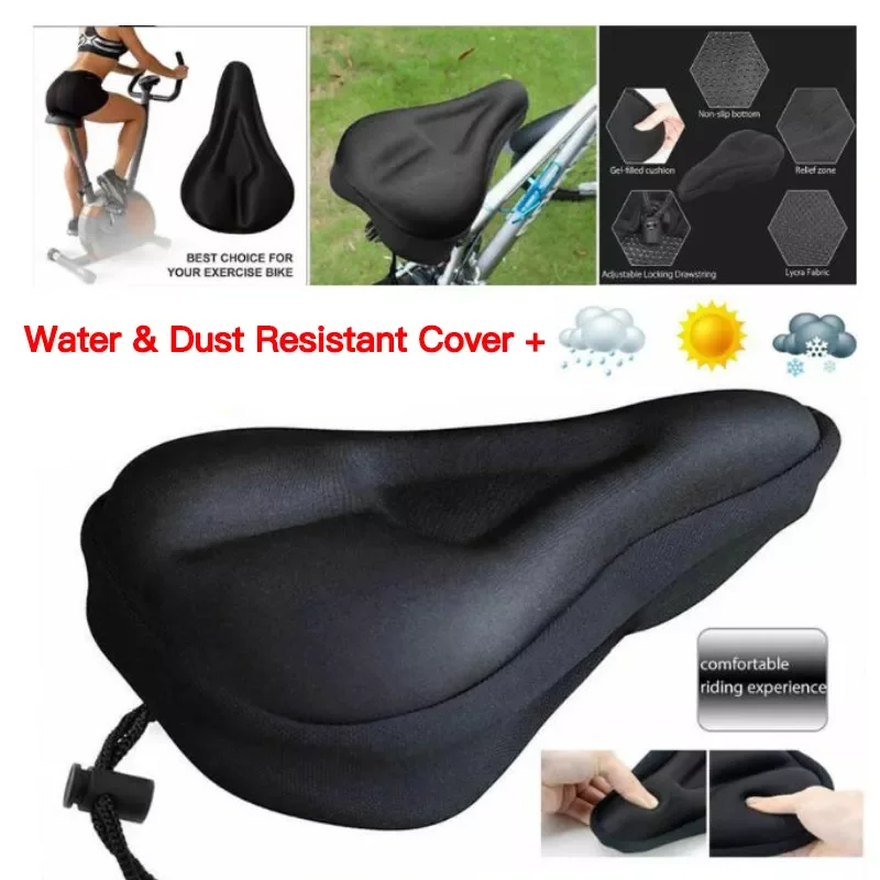 

3D Soft Cushioned Bike Seat Cover Road Padded Gel Bicycle Cycle Saddle Cushion Comfortable Foam Seat Bike Accessories