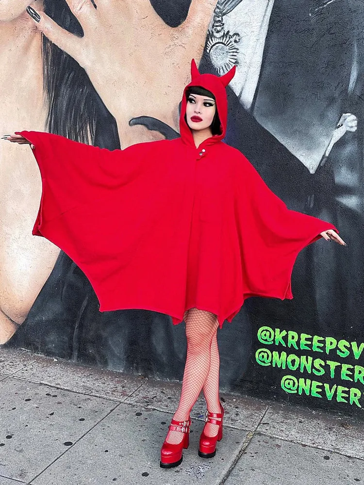 Красная толстовка Yangelo на Хэллоуин с капюшоном в готическом стиле маленькими