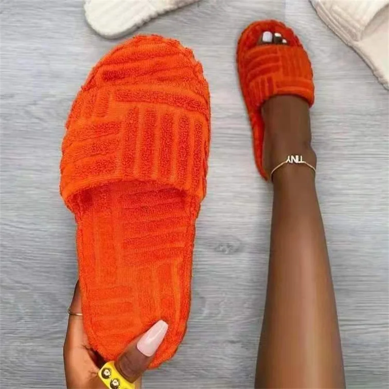 Ladies Shoes on Sale 2023 Brand Women's Sandals Faux Fur Home Slippers Fluffy Women Slippers Indoor Flip-flop Zapatos De Mujer