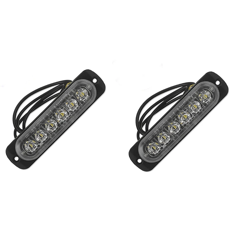 

2 Pcs 12V-24V 6LED Light Flash Emergency Car Vehicle Warning Strobe Flashing, Blue & White-Red