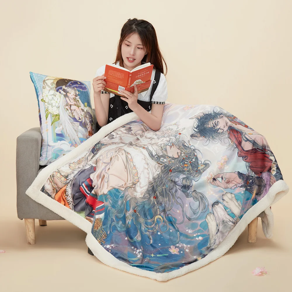 

Anime Official Tian Guan Ci Fu TGCF Comics Hua Cheng Xie Lian Cartoon Air Conditioner Blanket Soft Pillow Cushion Cosplay Gift