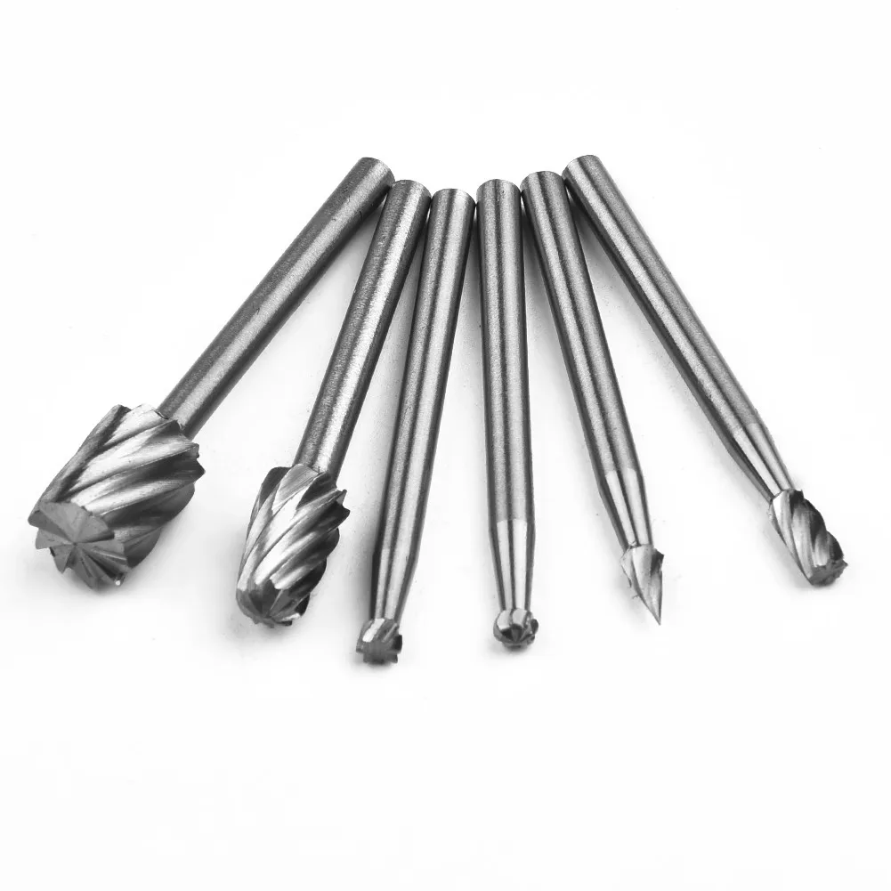 

6pcs HSS Routing Router Drill Bits Set Wood Metal Carving Milling Cutter Rotary Burr Tool For Dremel Rotary Tools