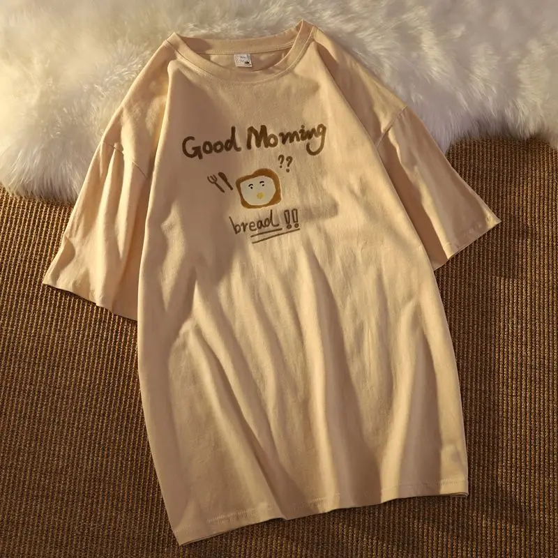 

Женская футболка с коротким рукавом, круглым вырезом и графическим принтом