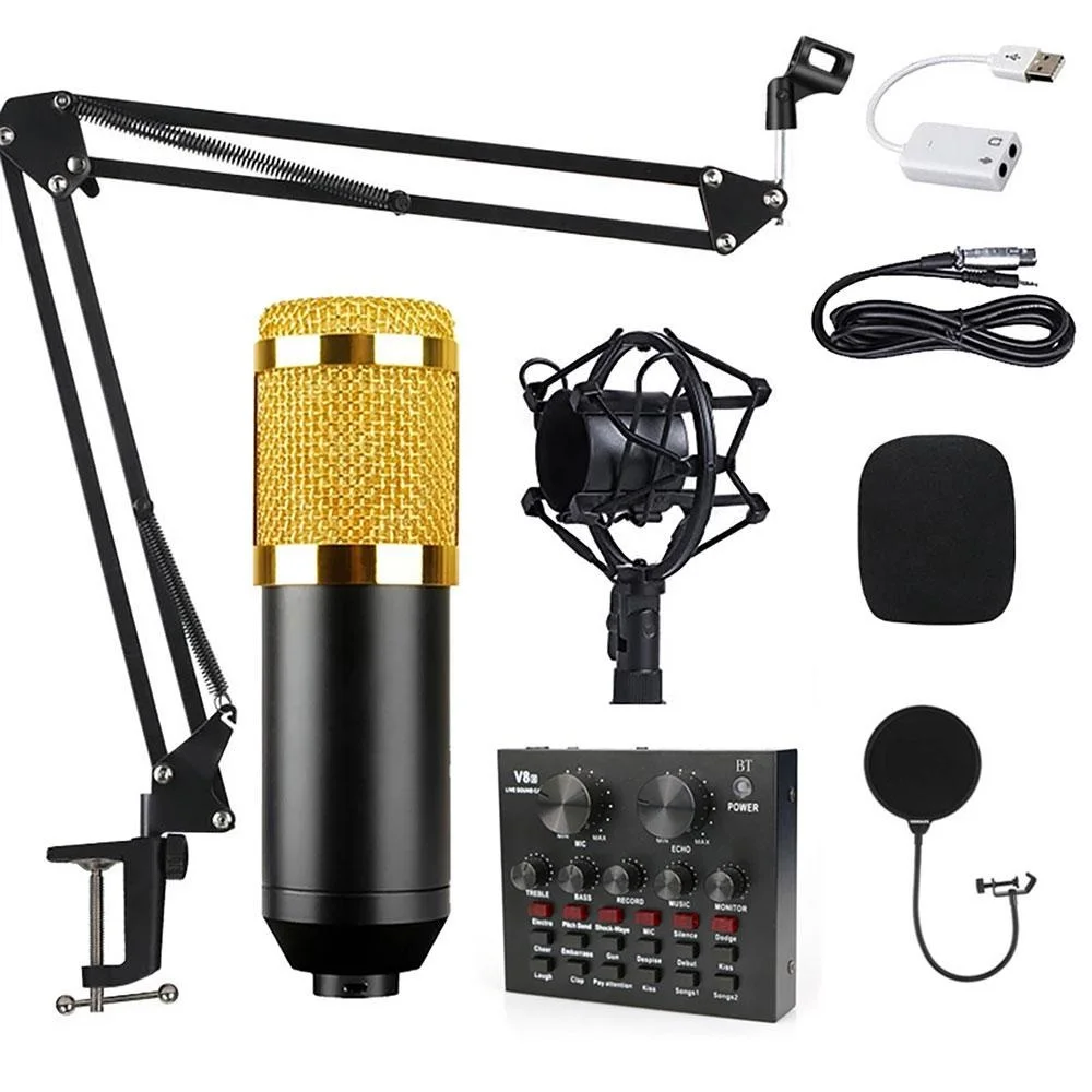 

Professional BM800 Condenser Microphone Kit for PC Microphone Studio For Computer Karaoke Sound Card Recording Microphone