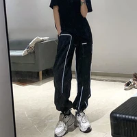 womens sports pants spring and autumn fashion loose overalls hip hop pants casual black streetwear womens jogging pants y2k