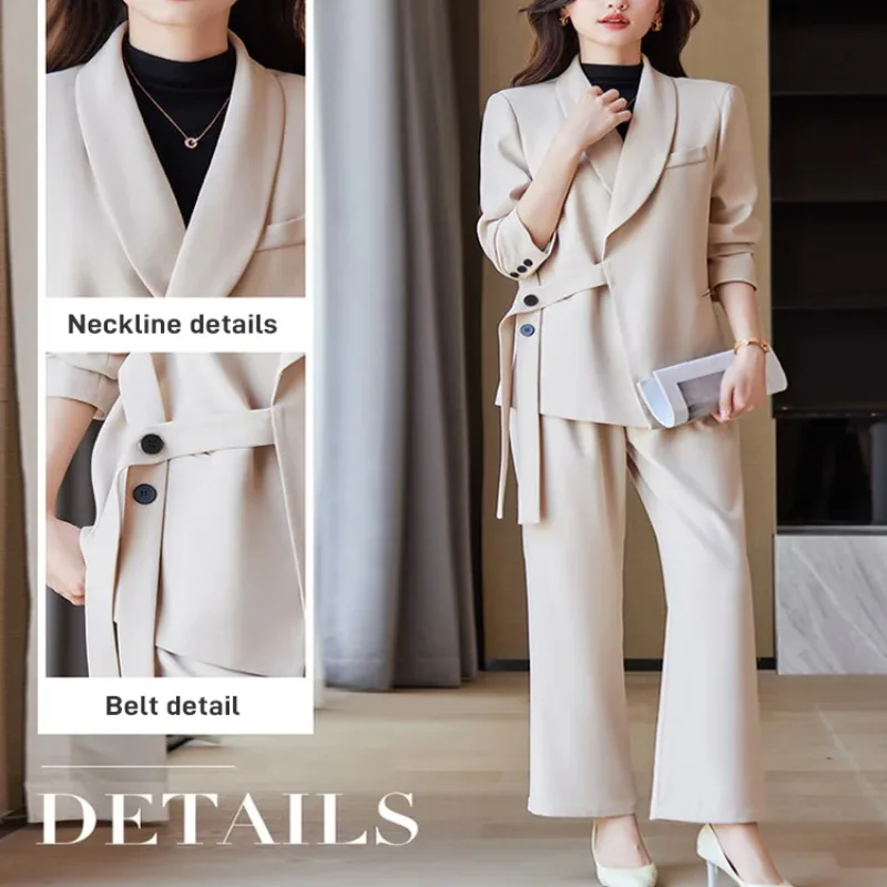 Женский костюм Twopiece элегантный свободный пиджак женский