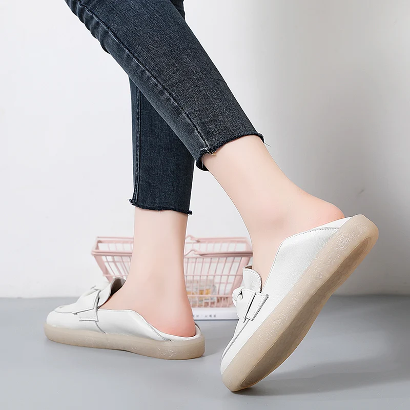 2023 New Women Casual Shoes Genuine Leather Loafers Rubber High Quality Woman Flats Non-slip Female Slip-on Boat Shoes Moccasins