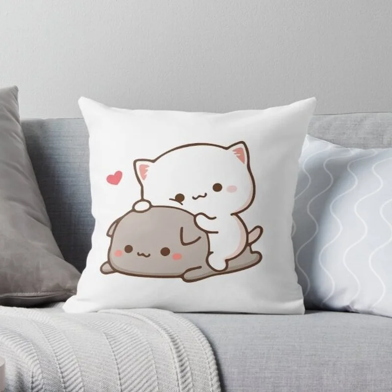 

Mochi Peach Cat Print Pillow Cover Anime Decorative Pillows Pillowcase Case Mocha Cushion Cover Cartoon Home Textile Pillow