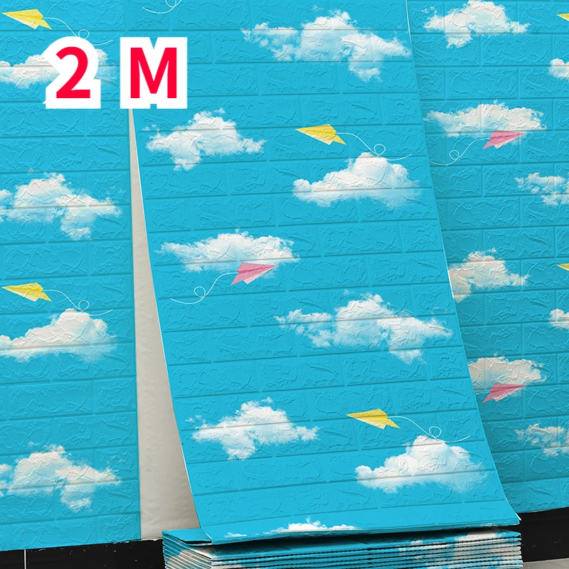 

70cm*2m 3D Self-adhesive Wallpaper Continuous Waterproof Brick Wall Stickers Living Room Bedroom Children's Room Decor Wallpaper