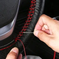 car steering wheel braid cover needles and thread artificial leather car covers suite 6 color diy texture soft auto accessories