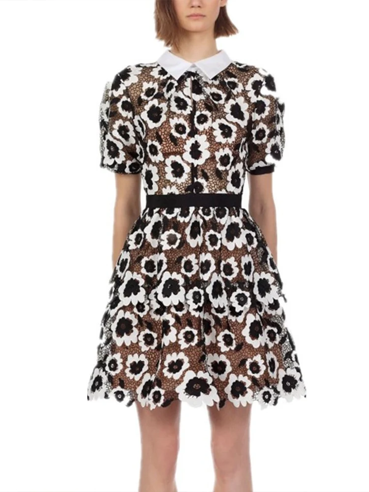 

Runway 2020 Summer New Self Portrait Dress Womens Floral Lace Dress Elegant Short Sleeve Ladies Party Dresses Robe Femme
