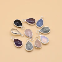 natural stone pendants water drop amethyst clear quartz charms for jewelry making diy women necklace earrings gifts