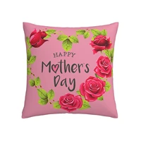 pink love rose happy mothers day square pillowcase polyester hidden zipper bed sofa living room gifts for mom 18x18 inc
