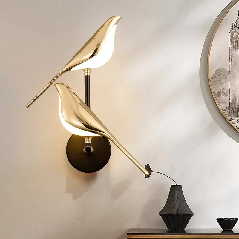 

Nordic Style Art Magpie Bird Lamp LED Wall Lamp Bedroom Bedside Parlor Background wall Decoration Wall Sconce Indoor Lighting