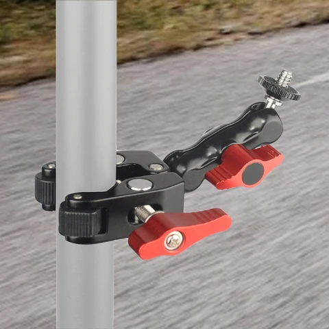 Зажим для шаровой головки с резьбой 1/4 дюйма-20 Magic Arm Super Clamp Вращающийся металлический суперзажим для GPS-телефона Монитор Видеосветильник