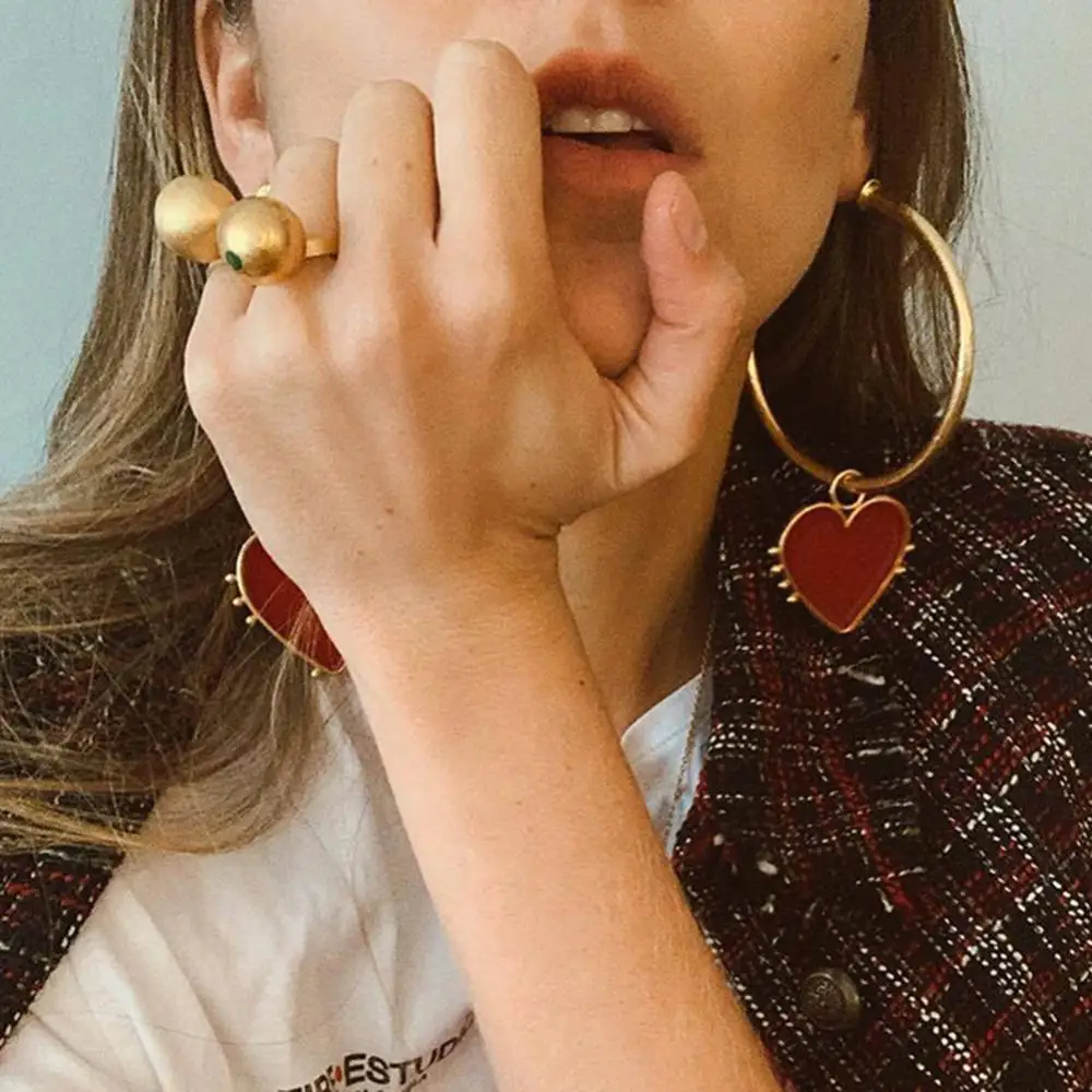 

Fashion Red Heart Big Hoop Earrings Women's Statement Jewelry Birthday Gift new
