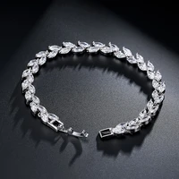 new exquisite silver color leaf zircon bracelet for women fashion jewelry simple temperament charm bracelets wedding party gifts