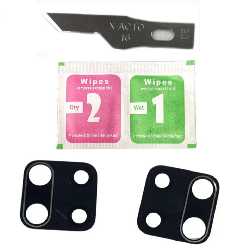 

2pcs／lot Back Camera Lens Cover Replacement Parts For Xiaomi Redmi Note 9T Pro 9S 5G Rear Camera Glass Lens Cover With Tape